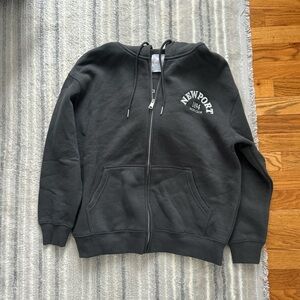 Newport Black Zip-Up Hoodie